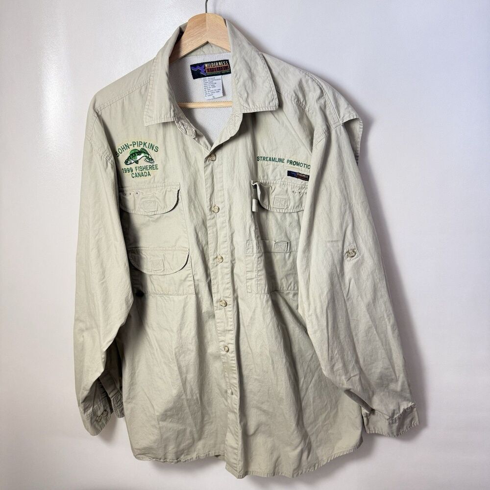 Vtg Wilderness Experience Shirt Mens XL LS Vented Fishing 1999 Canada Fisheree